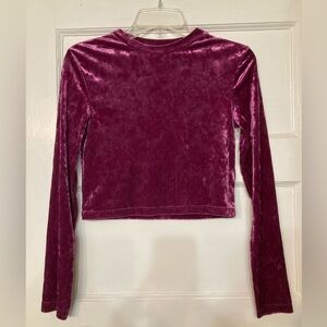 Pink Crushed Velvet Divided Crop Top